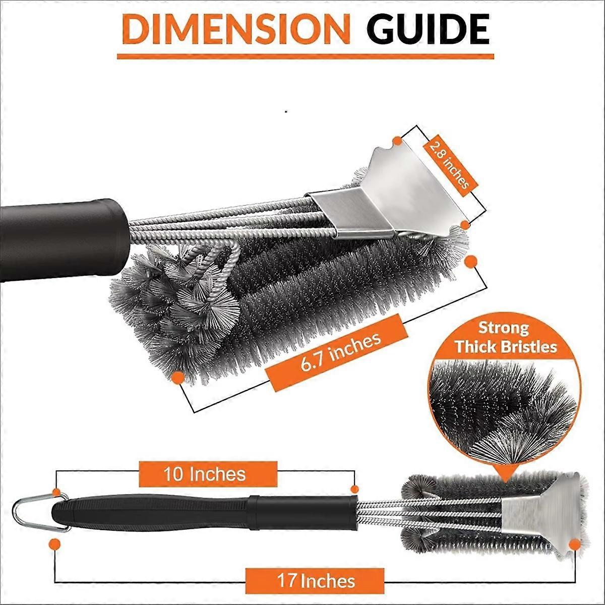Stainless Steel BBQ Grill Brush, Non-Stick Wire Bristles,Barbecue Cleaning Tool, Essential Grill Acc