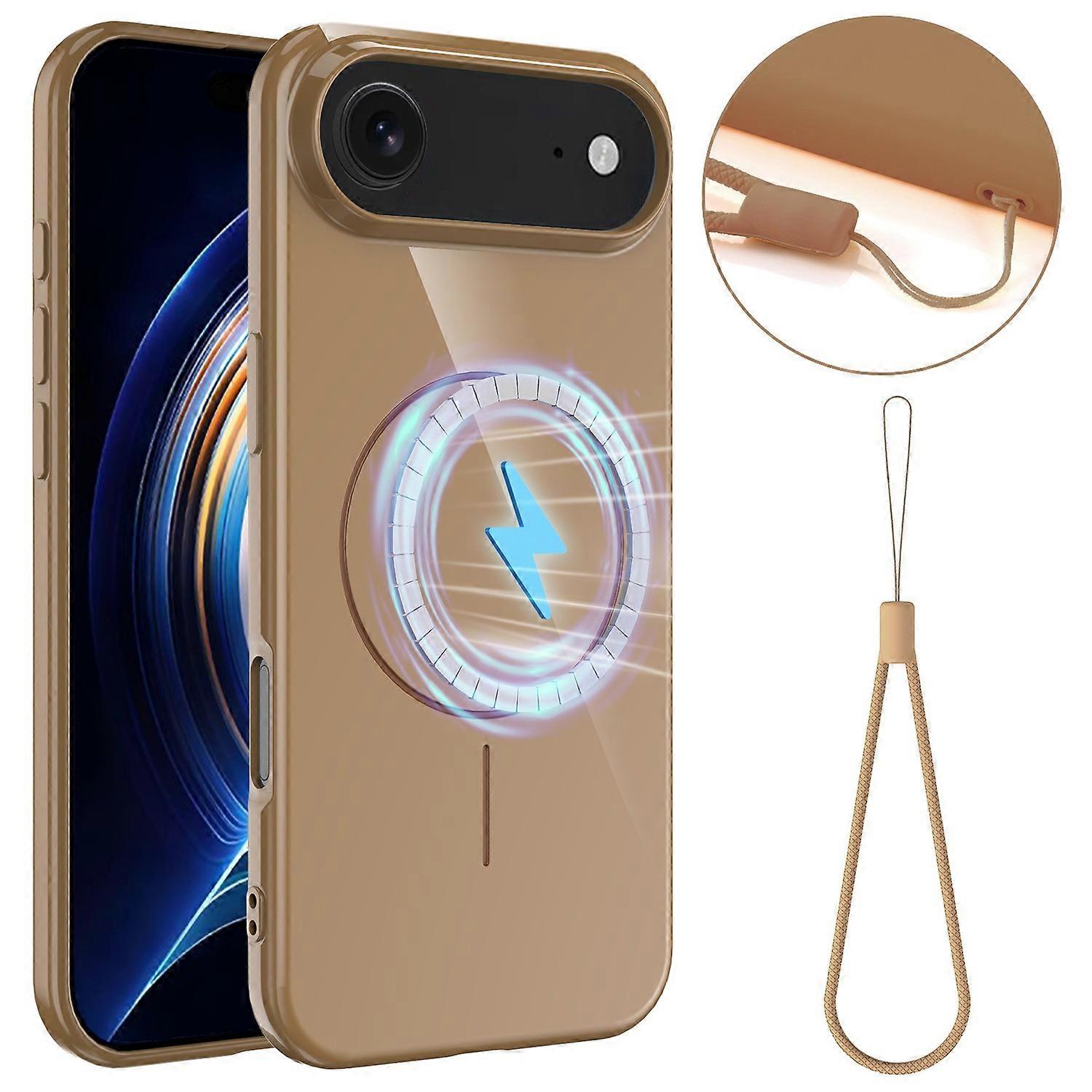 For iPhone 17 Air Magnetic Case Compatible with MagSafe TPU Phone Back Cover with Lanyard