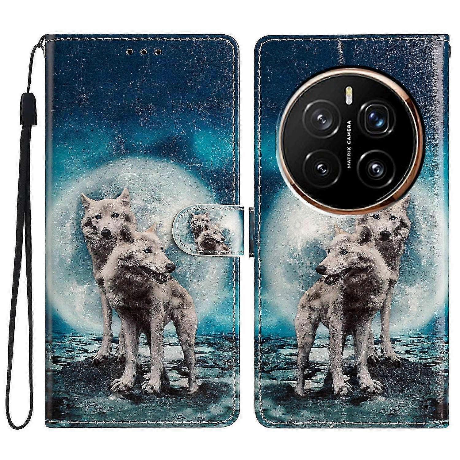  PU Leather Pattern Printing Wallet Case for Magic7 Pro 5G with Strap - Wind Design