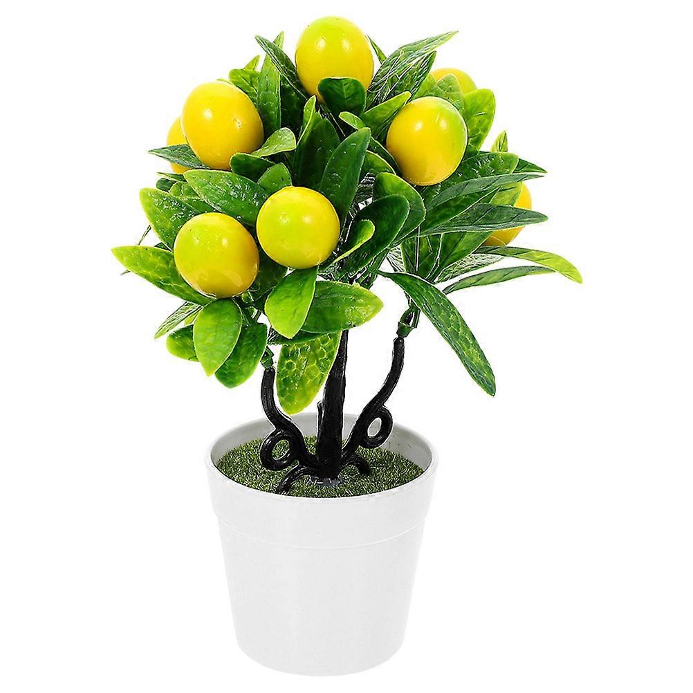 Plastic Bonsai Tree Artificial Lemon Tree Bonsai Room Decor 16X21CM 1Pcs