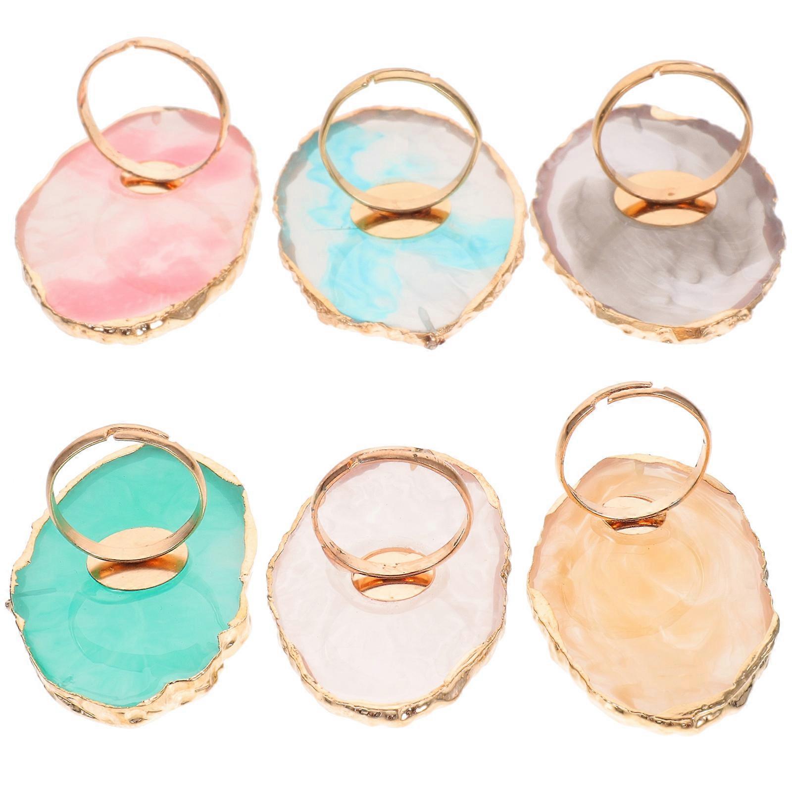 Paint Mixing Palette Nail Ring Shape Portable Design For Salon 6Pcs