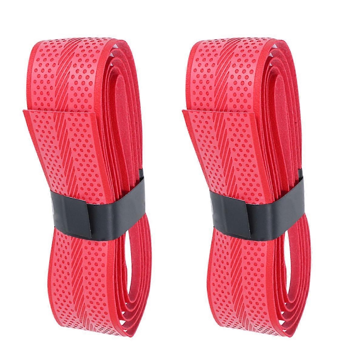 Softball Bat Grip Tape Racket Handle Winding Belts Anti-slip Moisture-wicking Easily Cuttable 2Pcs Red