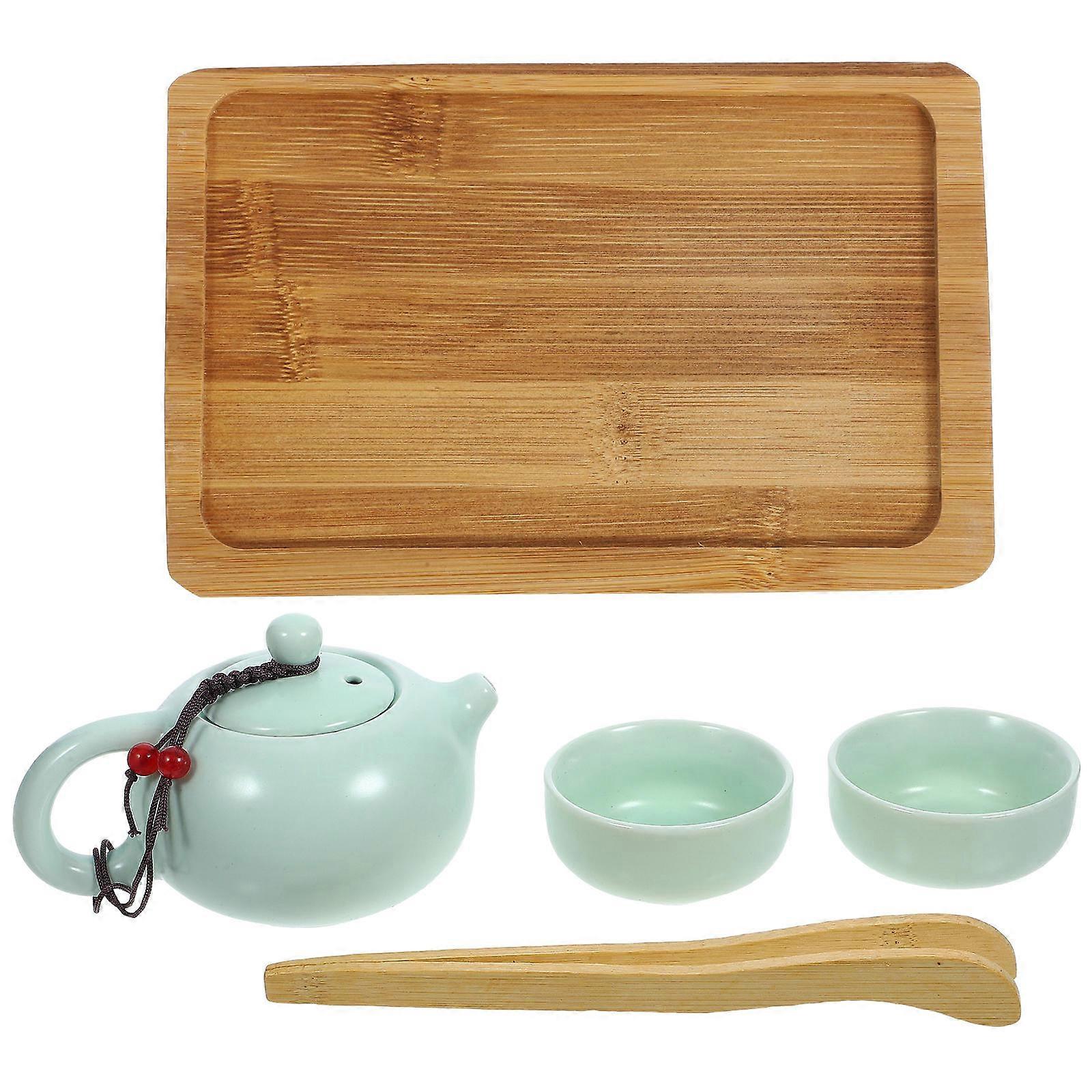 Ceramic Kung Fu Tea Set Vintage Design For Home Use Including 2 Teacups 1 Set