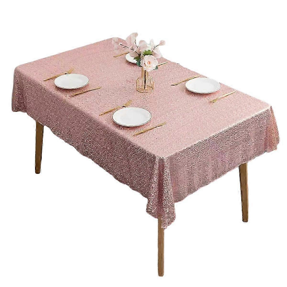 Silver Sequin Rectangular Tablecloth, Wedding Sequin Linen Tablecloth Set