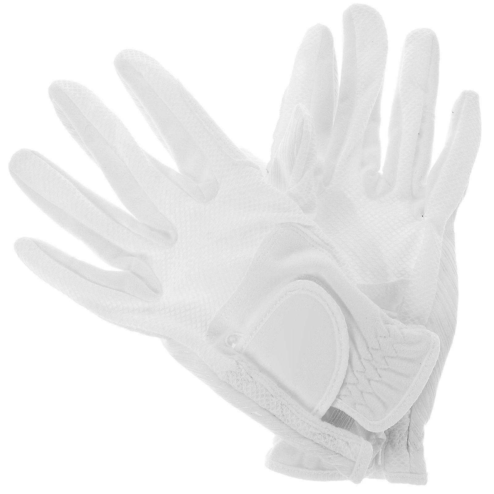 Equestrian Riding Gloves Equestrian Gloves Outdoor Riding Lightweight and Portable White 2Pcs Anti-slip Cloth