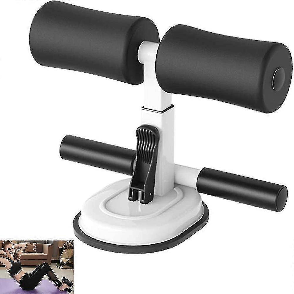 Portable Floor Sit Up Bar, Adjustable Self Suction Sit Up Aid, Fitness Two Rows Sit Up Foot Holder Suitable for Home Exercise in Black and W