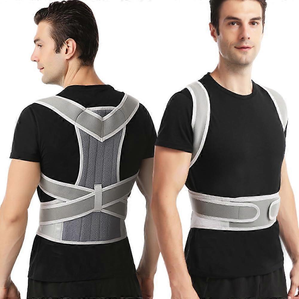 Posture Corrector For Straight Back Breathable Shoulder Lumbar Support (Gray, M)