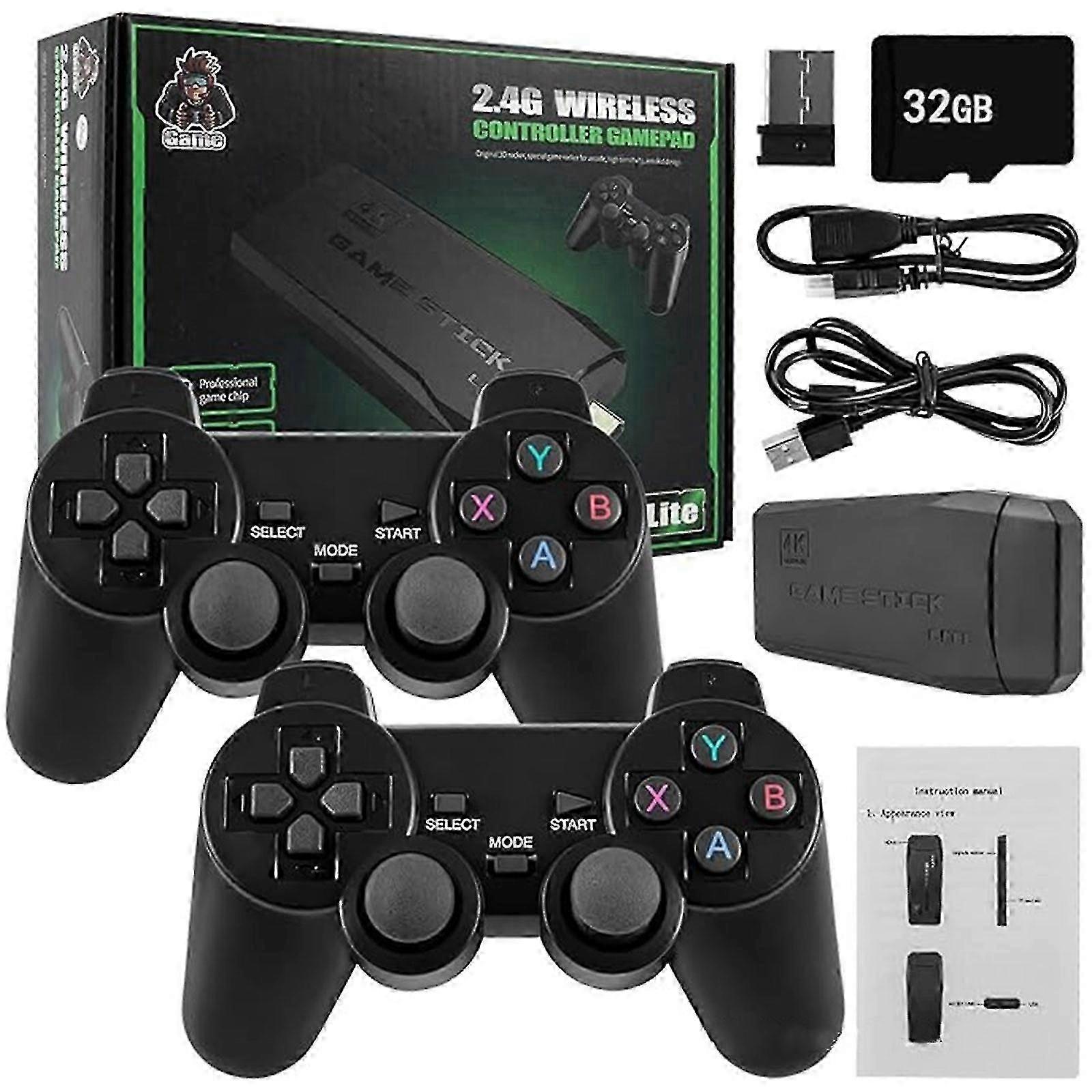 M8 Retro 10000+ Games 4K HDMI Plug/Play Stick 2 Wireless Gamepads 32/64/128GB