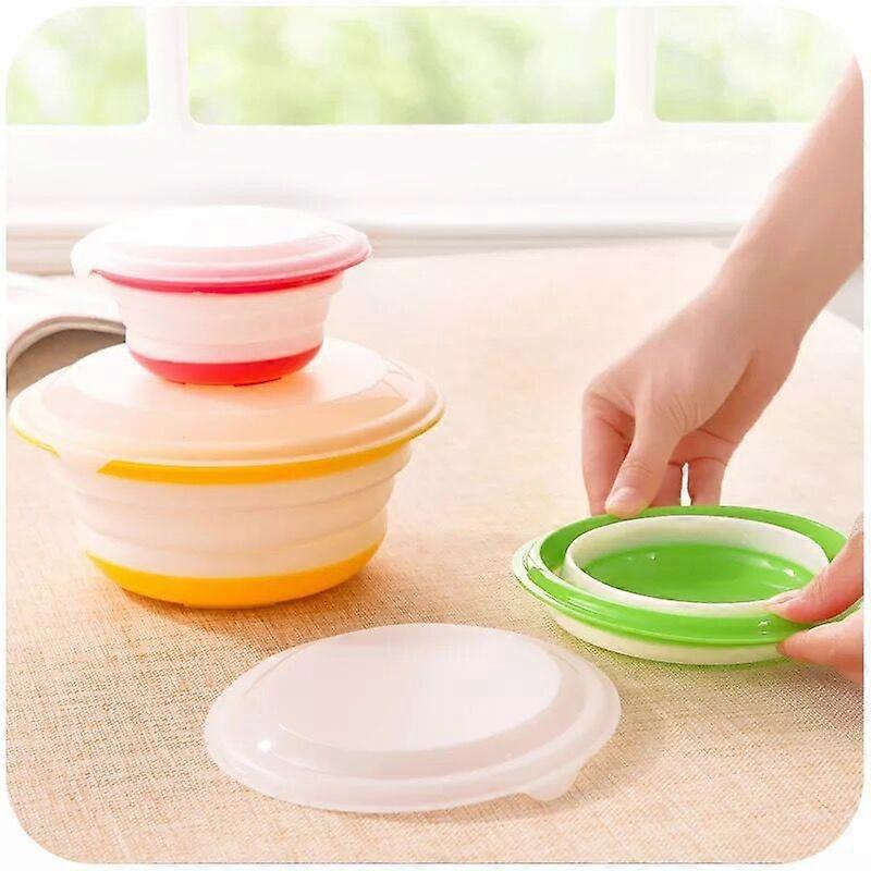3pcs Silicone Collapsible Storage Bowl - Food Storage Container - (Green + Red + Yellow)