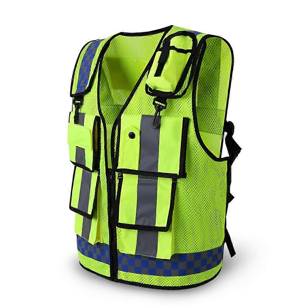 Reflective Vest Visibility Construction Vest with Pockets and Zip Breathable Mesh Lining, Fluorescent Yellow One Size Fluorescent Yellow1