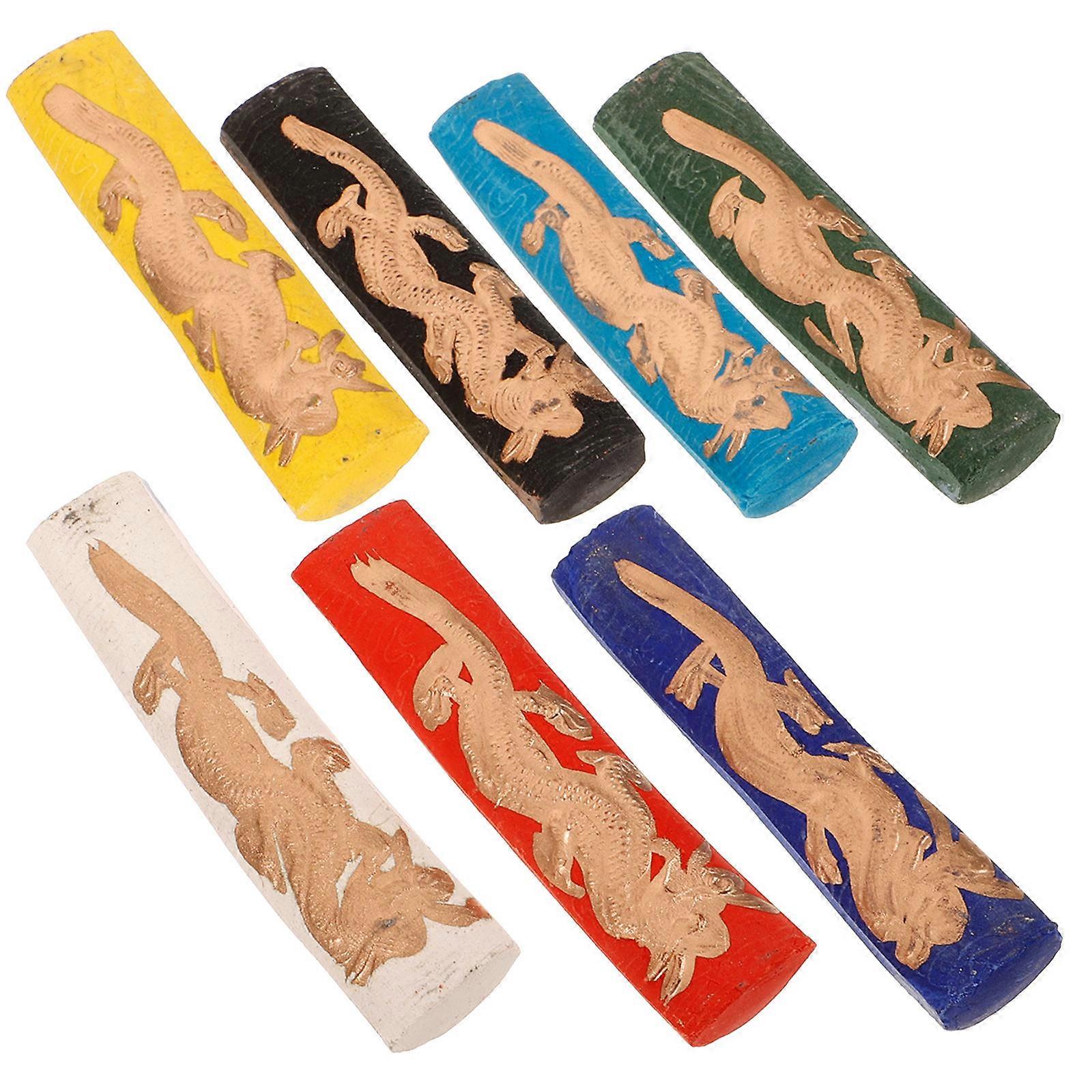 7pcs Handmade Chinese Ink Stick for Calligraphy & Painting – Flat Base Ink Blocks for Beginners & Lovers of Traditional Writing