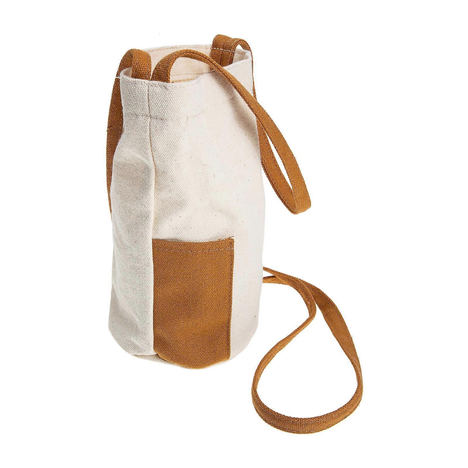Canvas Cup Holder Bag Canvas Cup Bag Camping 19.5x12cm Water Bottle Storage Beige 1Pack