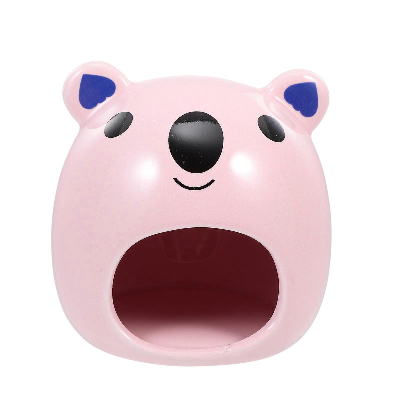 Ceramic Pet Hideout for Hamsters & Guinea Pigs – Adorable Cartoon Sleeping Nest, Lightweight & Durable, Pink
