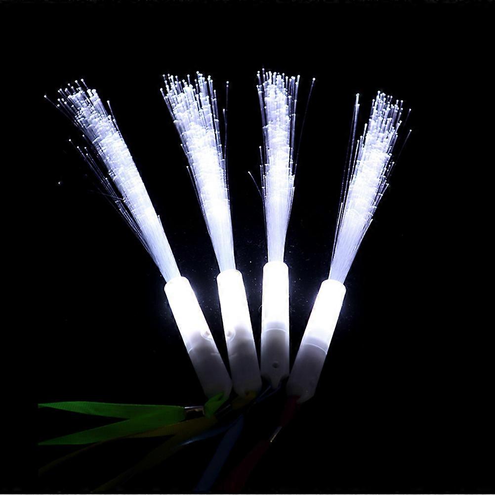 Flashing Fiber Sticks Wedding Glow Wands Party Accessory Cylindrical Shape Simple Style 4Pcs