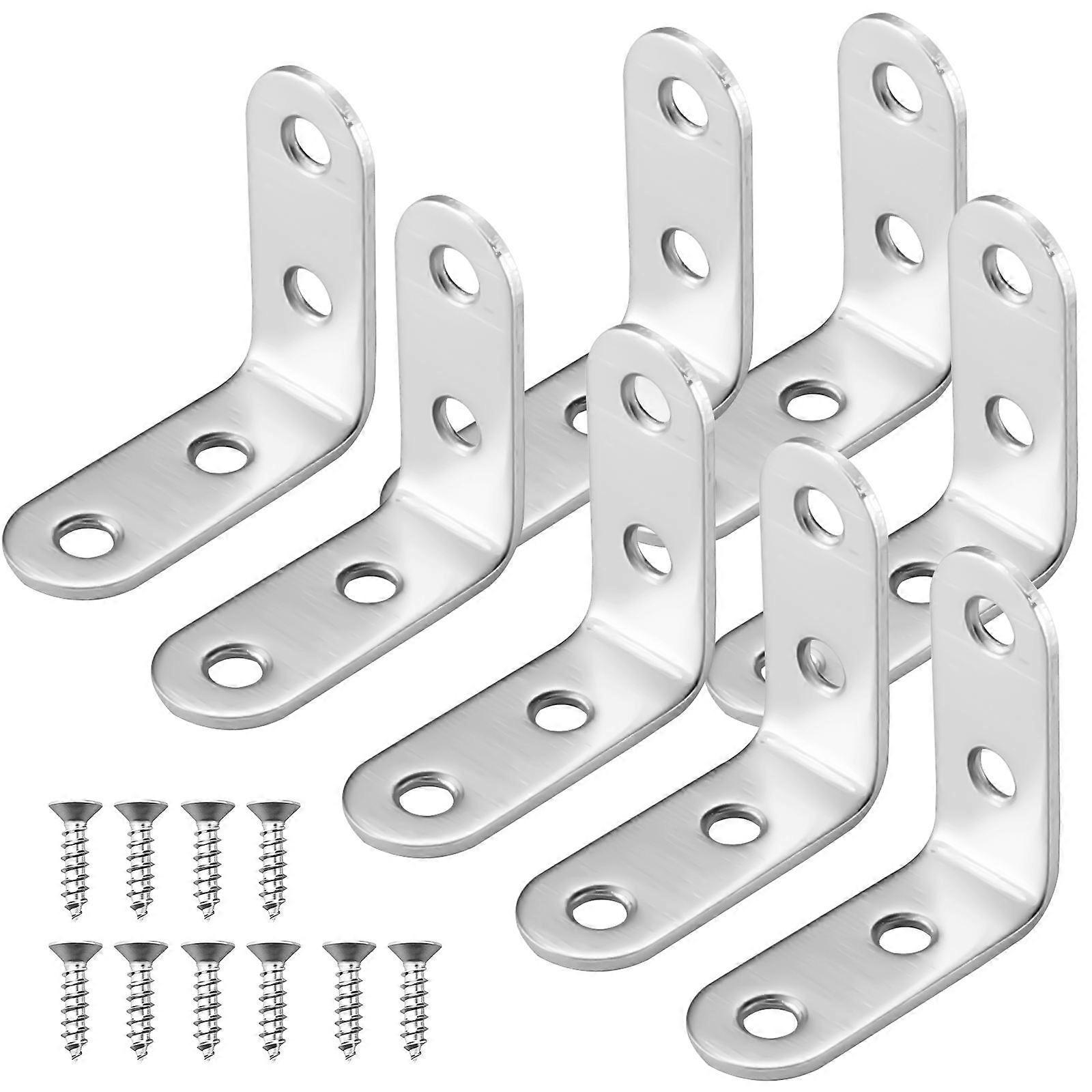 Angle Fastener Corner Brackets Cabinet Brackets for Furniture Assembly Chrome Coated Surface 24 Corner Braces