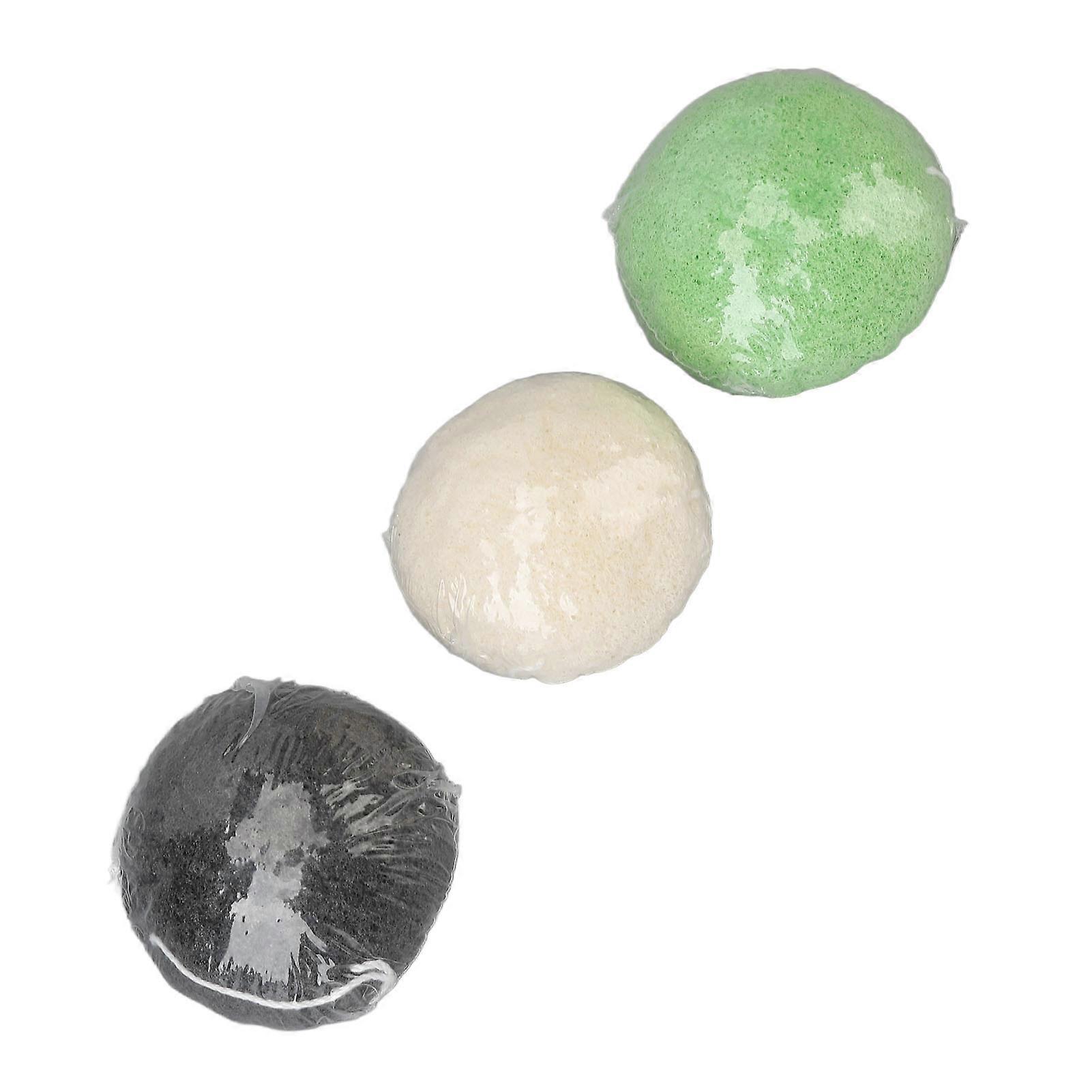 3pcs Konjac Facial Sponge Set Exfoliating Half Round Konjac Wash Face Flutter for Cleansing Black White Green