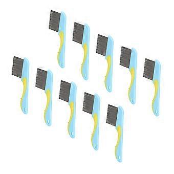 10pcs Lice Comb Stainless Steel Fine Teeth Prevent Damage Long Handle Remove Louse Comb