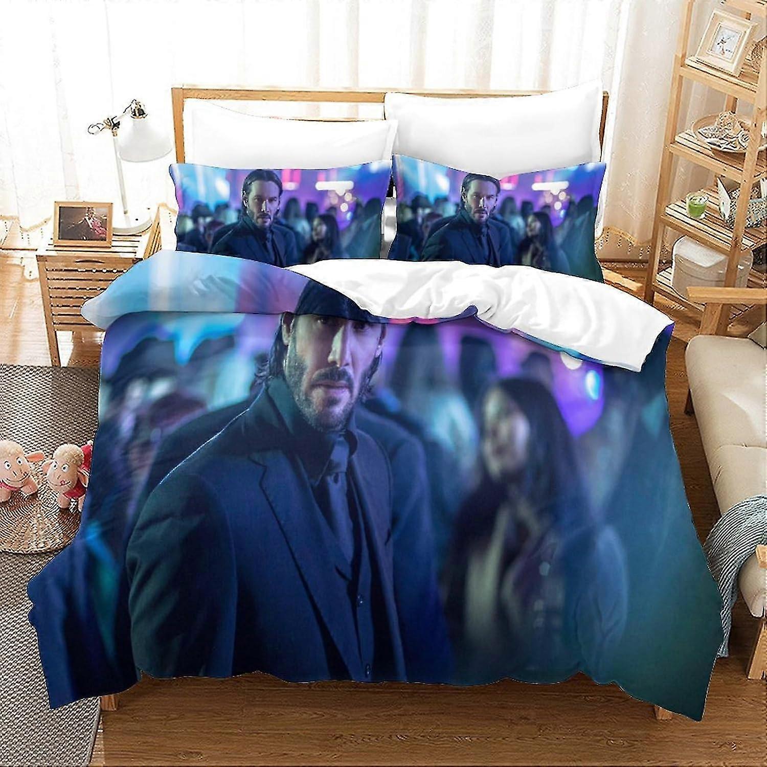 Suitable for John Walker Duvet Cover Set 3D Super Killer Printed Bedding 3 Piece Microfibre Soft Bedding with Zip Closure