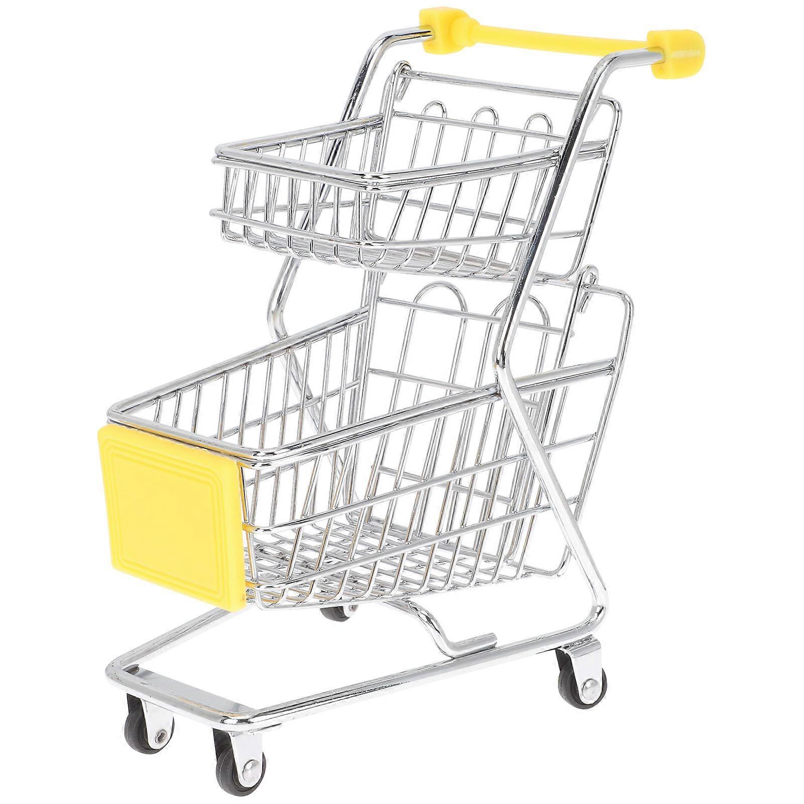 Miniature Shopping Cart Toy Supermarket Handcart Mini For Office Stationery Use present Basket 1Pack