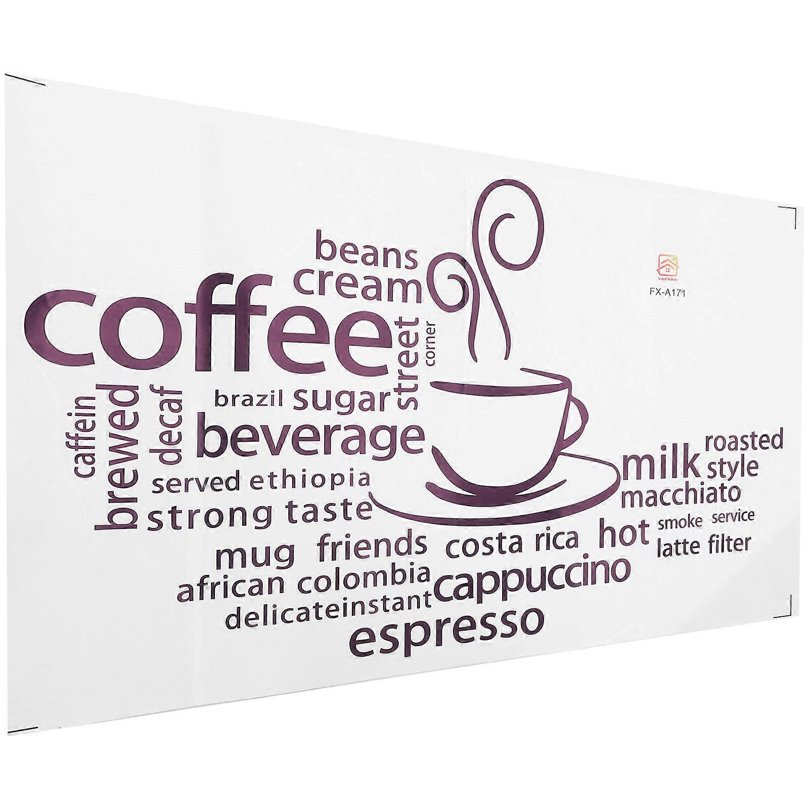 Home Decor Wall Stickers Coffee Style Removable Waterproof Rectangle Modern For Kitchen Restaurant 1Pack