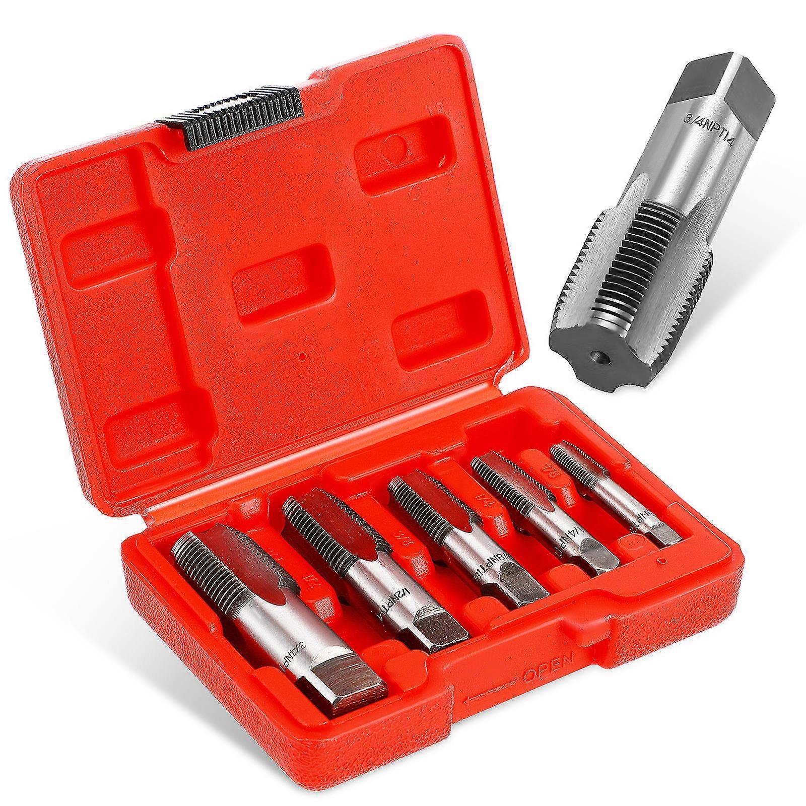 Npt Tap Set Carbon Steel for Plumbing Use 5Pcs Screw Thread Taps Set