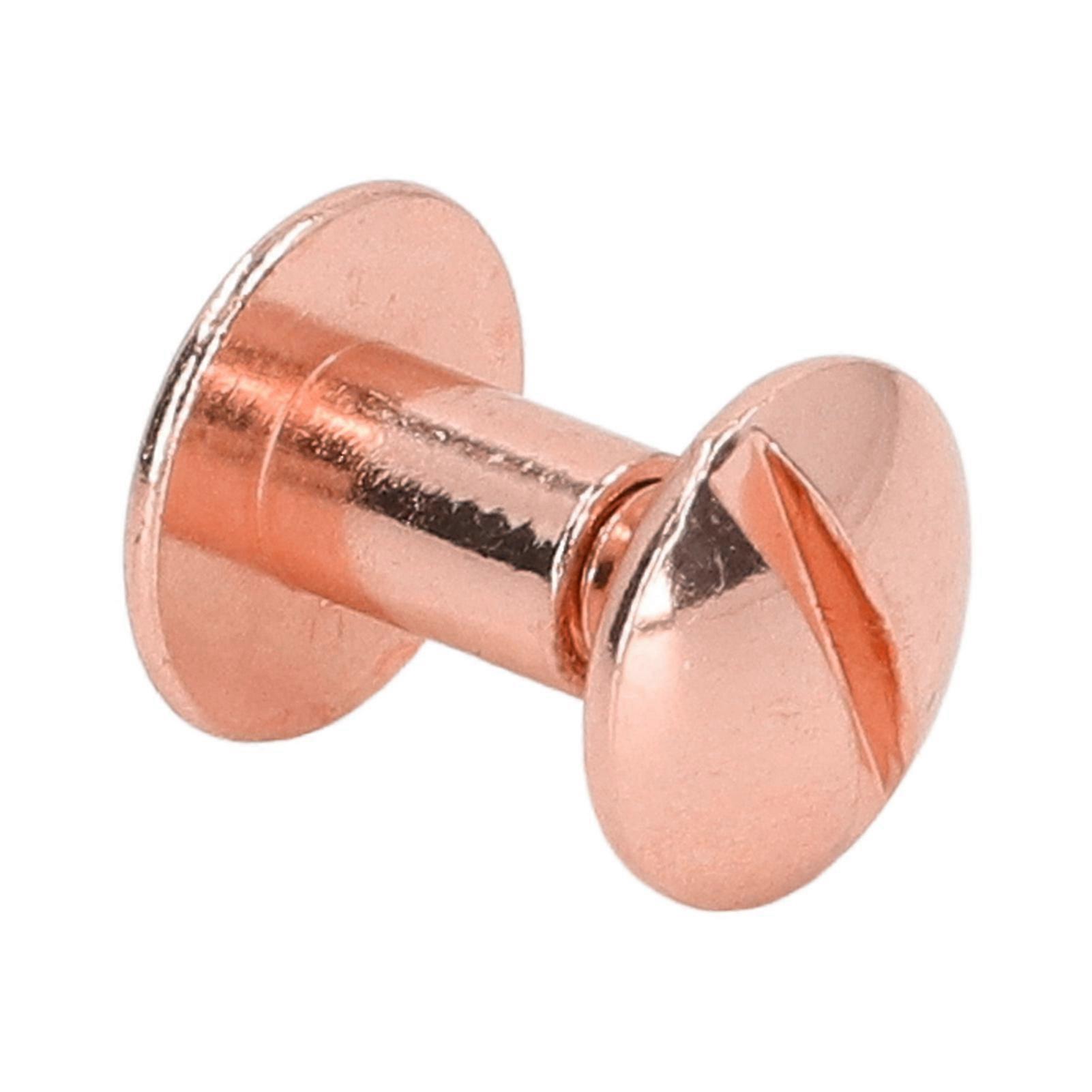 200 Sets Book Binding Screw Uniform Coating Curved Surfaces Electroplating Treatment Bookbinding Round Flat Head Stud Screw Gold