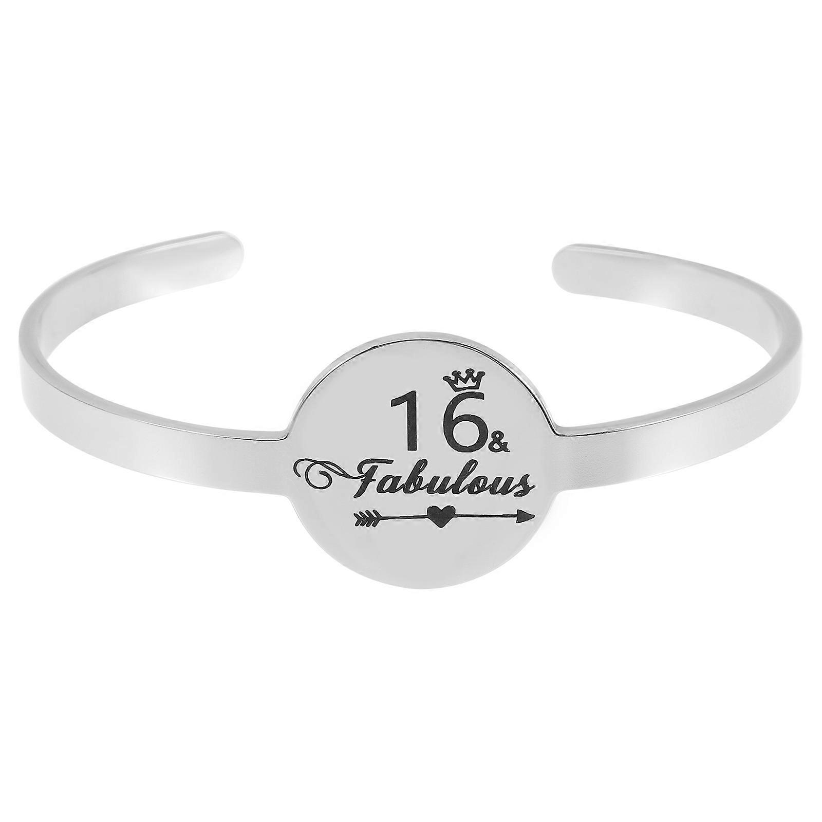Stainless Steel Cuff Bracelet with Design for Girls in Silver Color and Decoration Scenes 0.35in Width