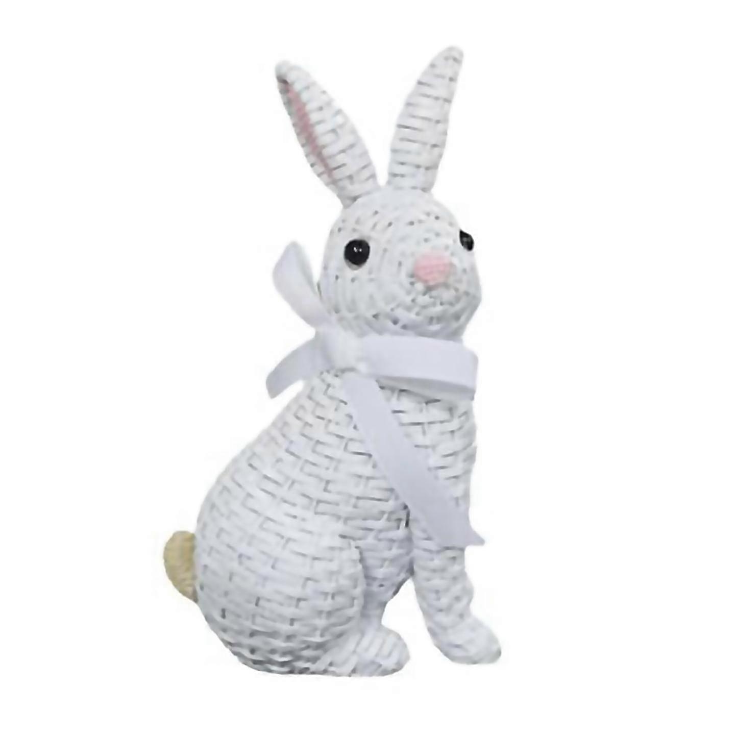 For Simulation Bunny Figurine Easter Tabletop Deco Craft Ornament Whitea