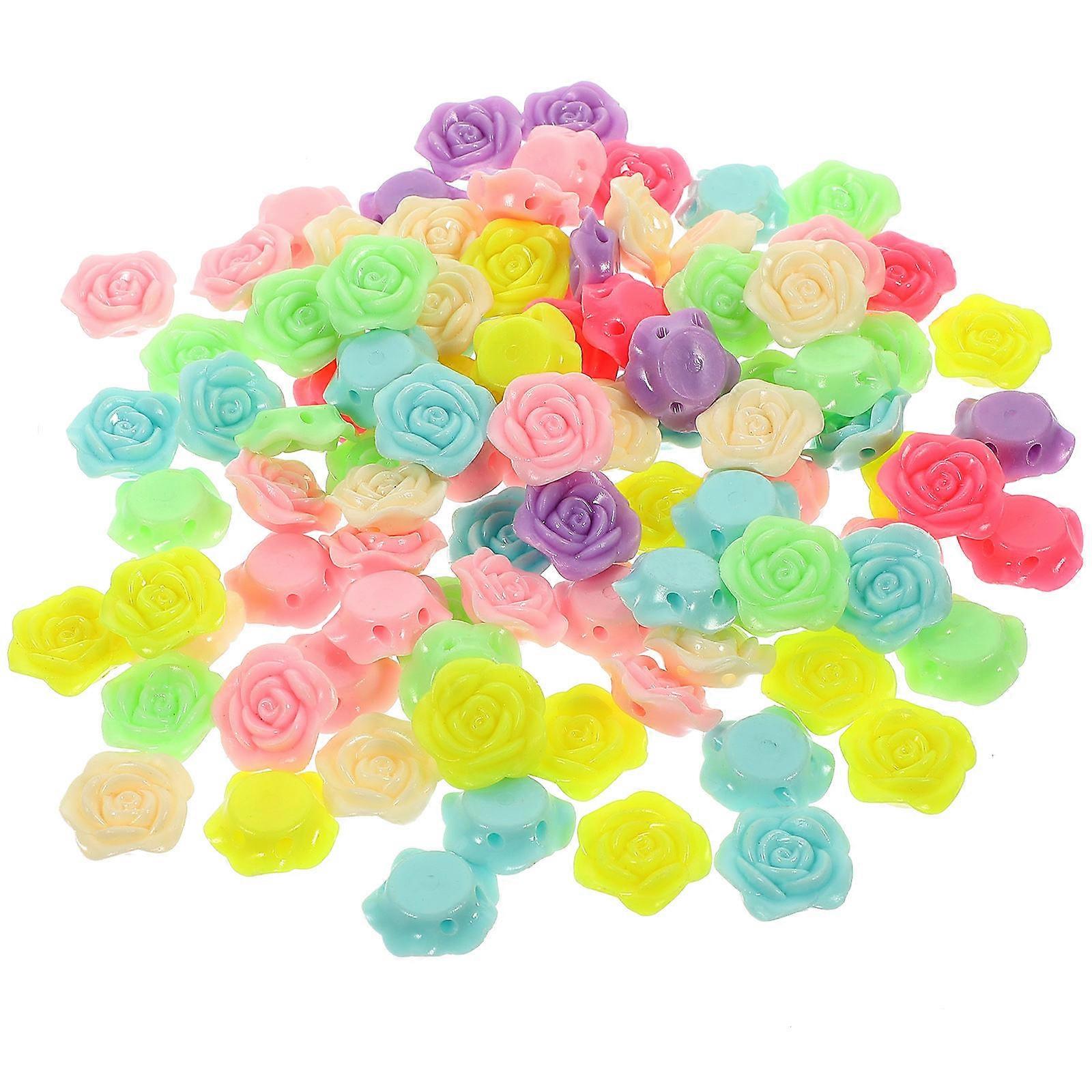 Resin Beads Rose Shape Pendants for DIY 100Pcs Multicolor Jewelry Making