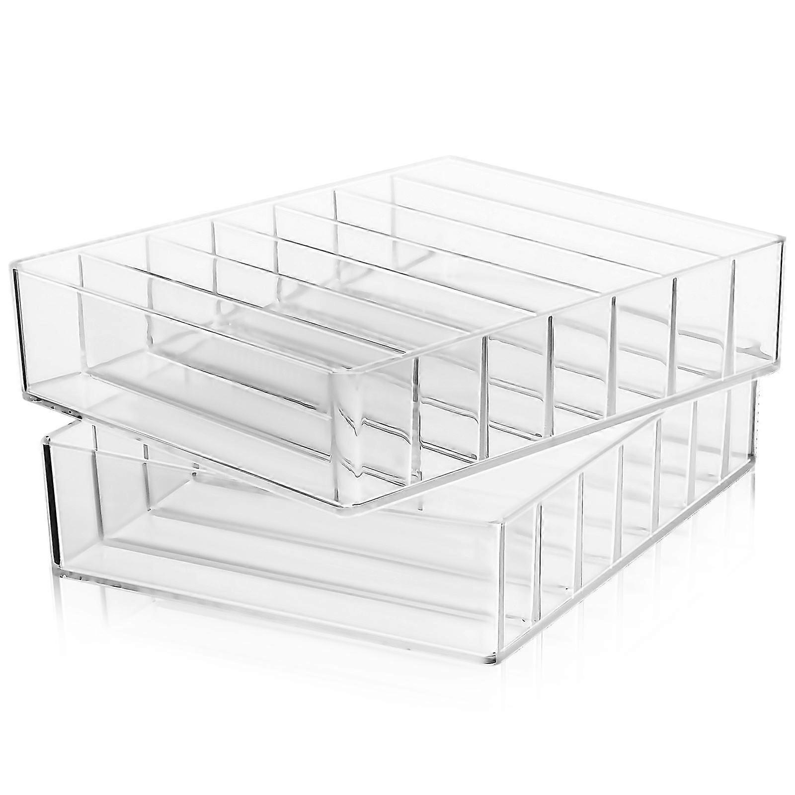 Clear Acrylic Eyeshadow Organizer with Compartments Stackable Makeup Storage Case for Cosmetics and Vanity Holders