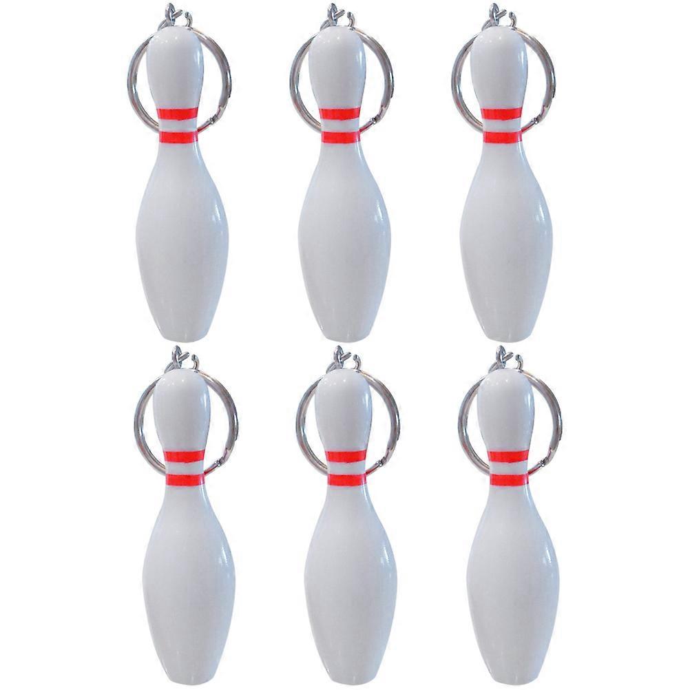 Bowling Keychains for Kids Safe and Durable PVC Metal White Color 6pcs Small GiftSouvenir