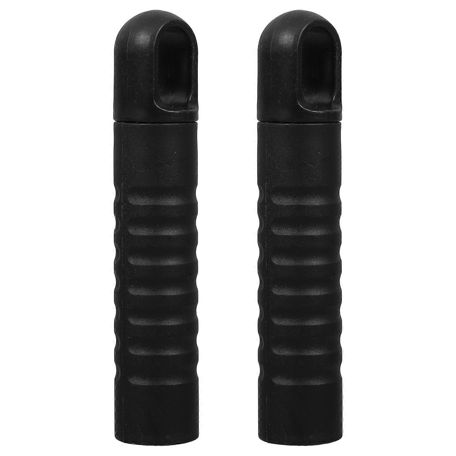 2pcs Black Mop Handle End Caps with Slip Design for Broom, Mop Stick and Dustpan – Easy Installation and Secure Grip