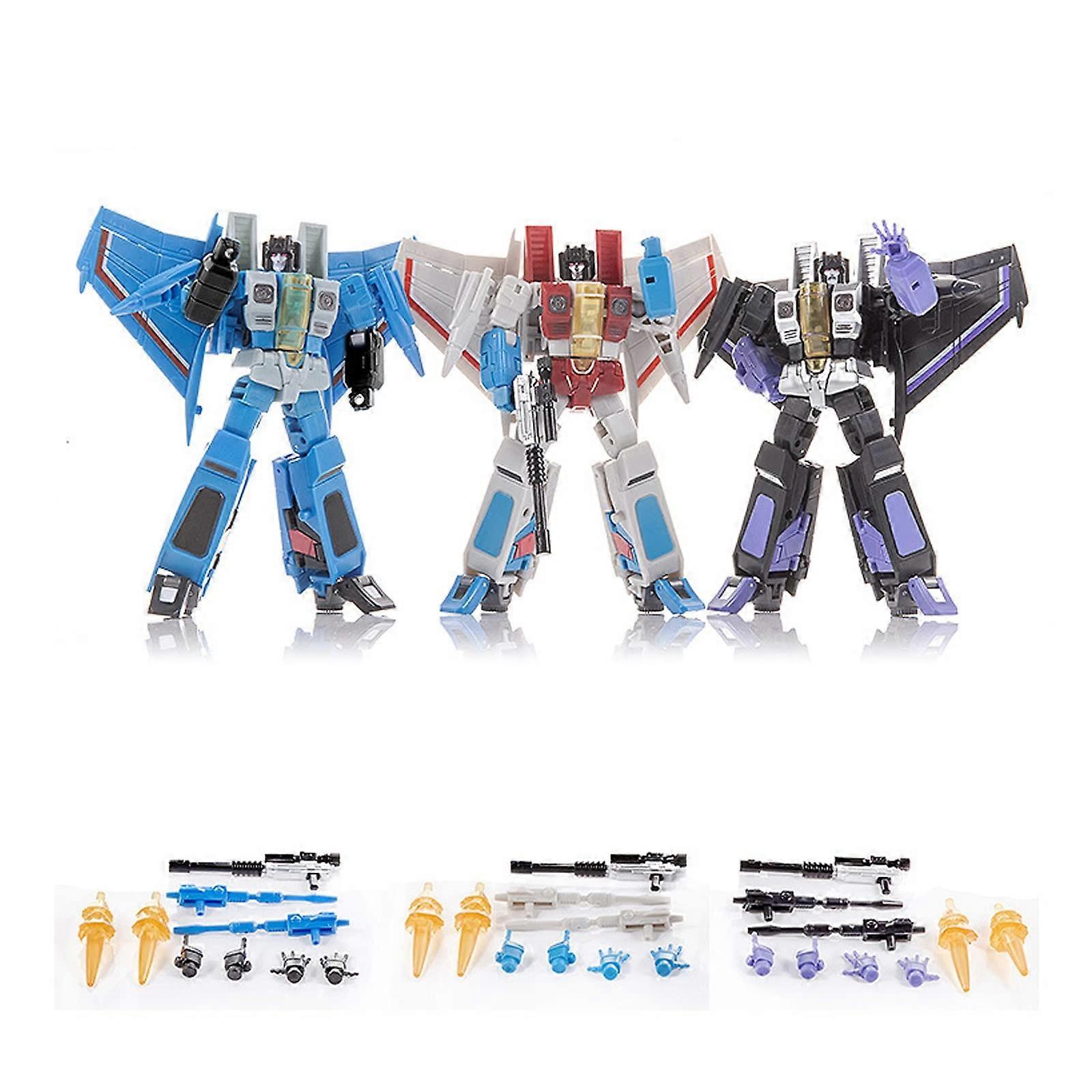 5' Transforming Flying Squad Starscream Thundercracker Skywarp Playset Decepticon Aircraft F15 Fighting Robot Toy Model Action Figure KO Version'