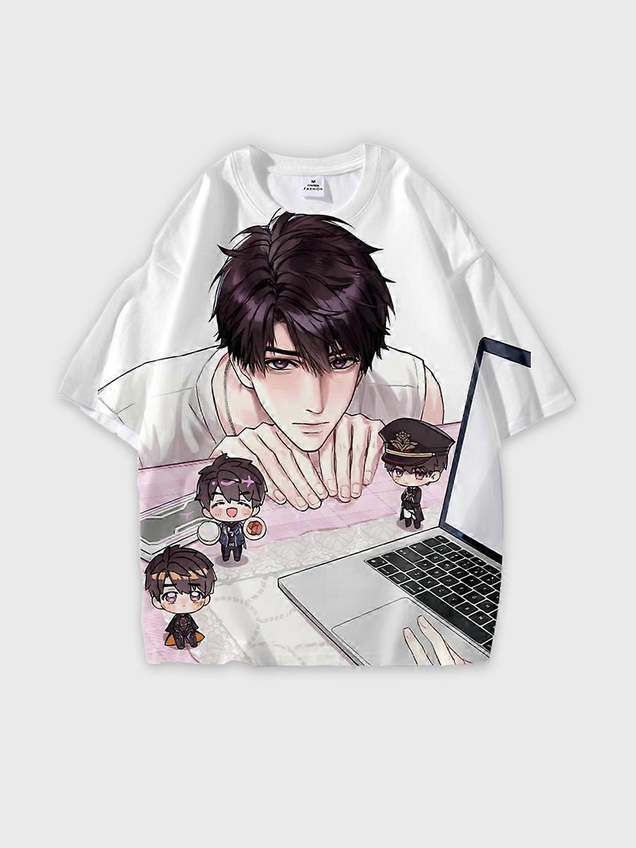 T-shirt round neck Role Pattern loose short sleeve E232