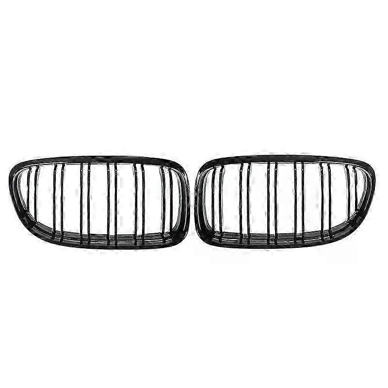 Front grille pair for BMW E90 E91, gloss black M-color double lines