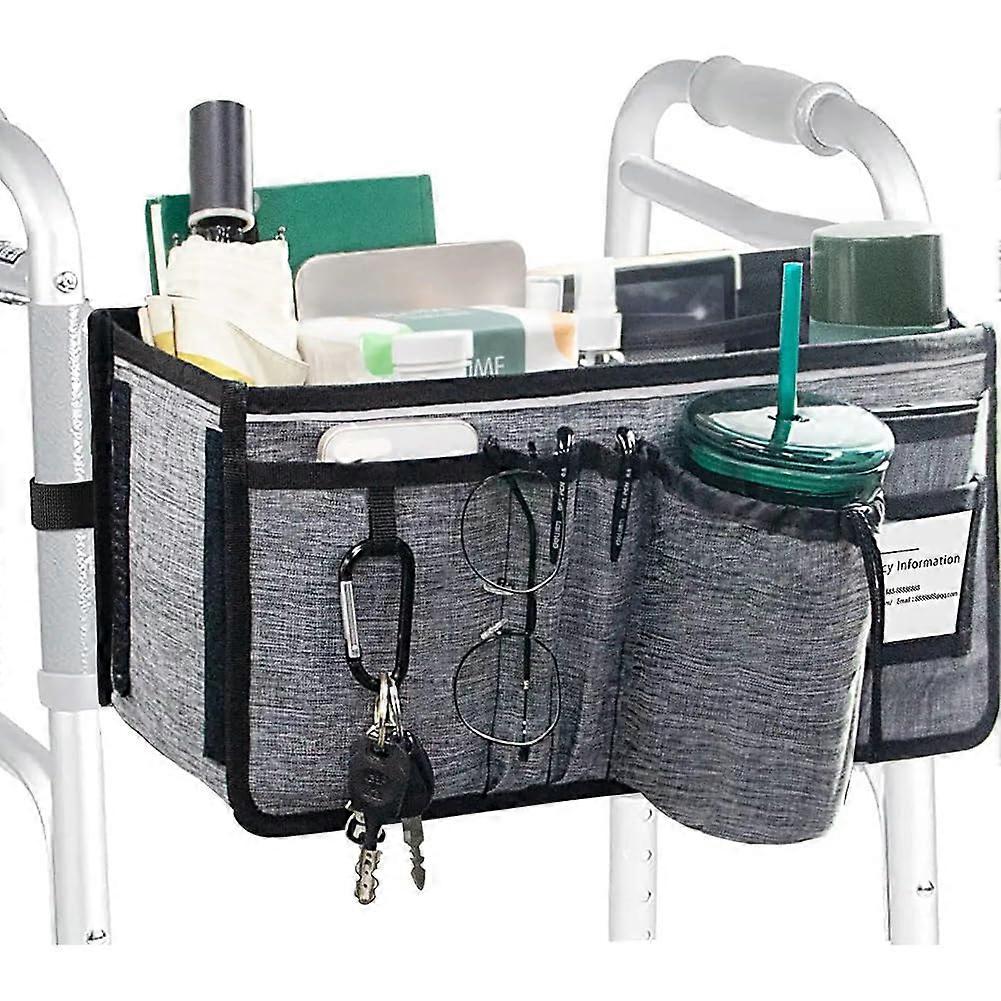 Walker Storage Basket with Drink Holder - Durable Accessory Bag for Standard Walkers, Lightweight and Easy to Attach