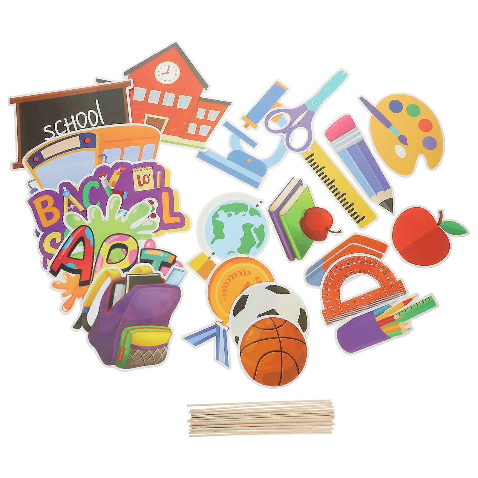School Party Decorations Back to School Themed Props Photography Props For Photobooth Students 20Pcs