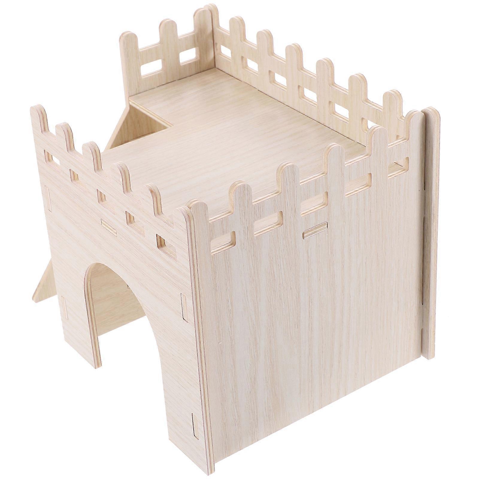Wooden Hamster Hideout House for Small Pets – Durable Chew Resistant Shelter with Ladder for Hamsters and Chinchillas