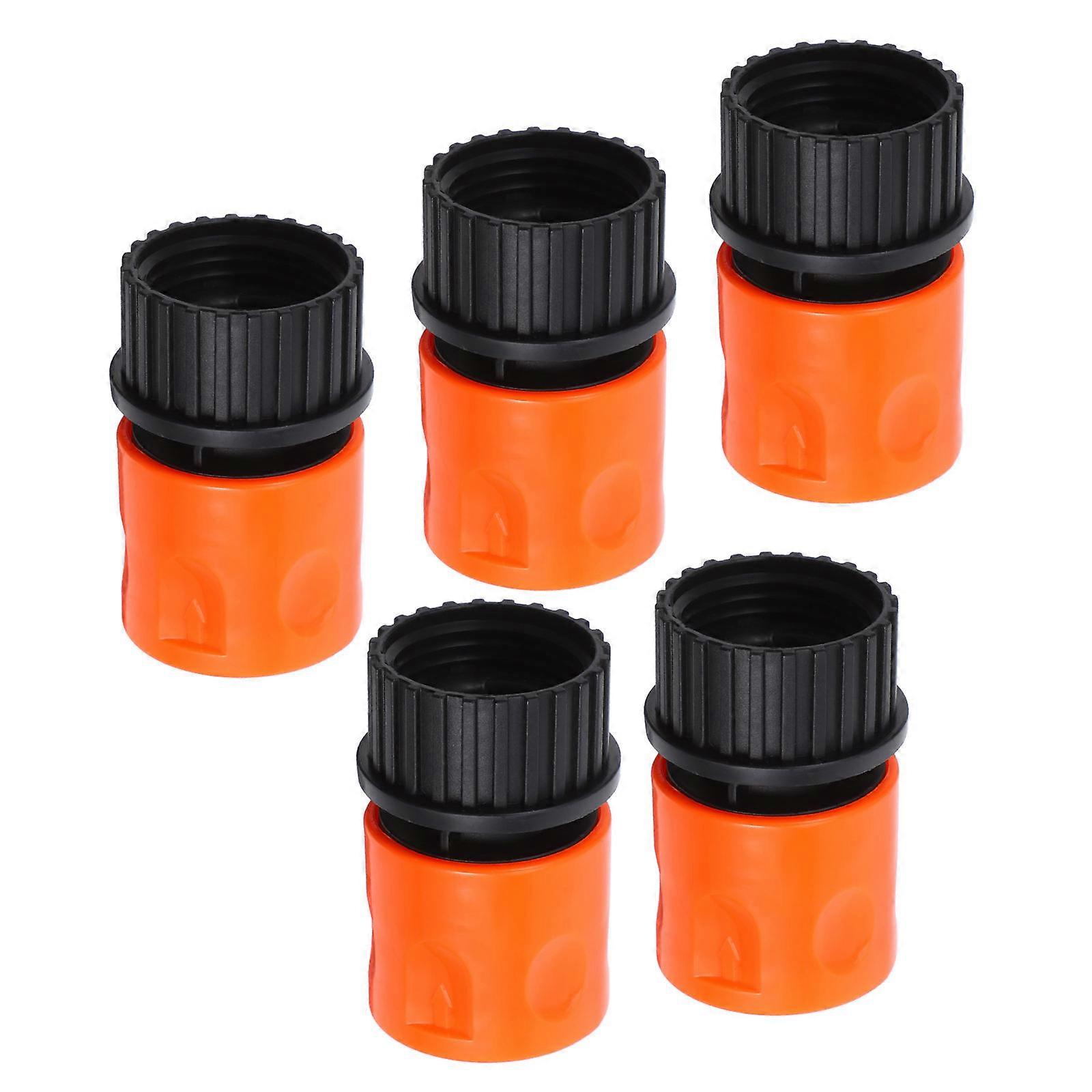 Orange Quick Connect Garden Hose Fittings ABS Plastic for Garden Use 5 Pieces
