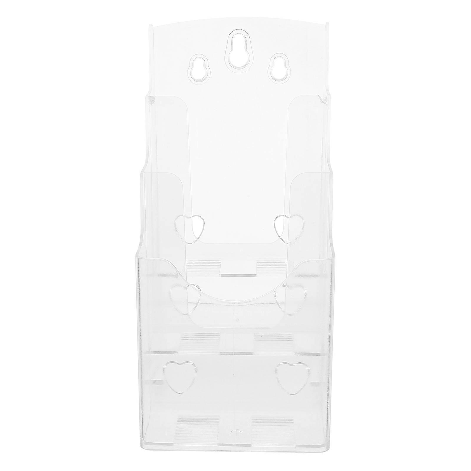 Transparent Acrylic Brochure Display Stand for Home Use Tiered Design File Organizer 5 Compartments