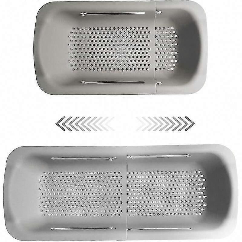 Retractable Sink Drain Rack for Dishes & Fruit - Space Saving Kitchen Organizer (Gray)