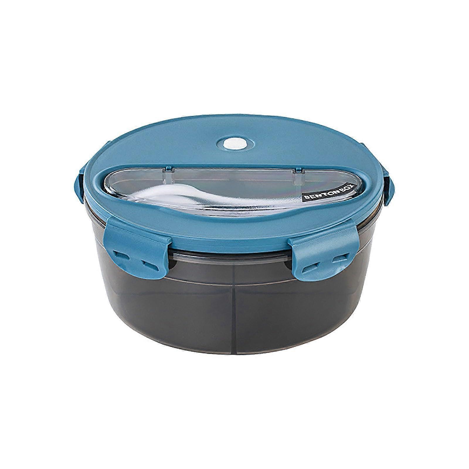 Round Bento Box for Microwave ToGo Lunch Box with Dividers, Leakproof, Blue