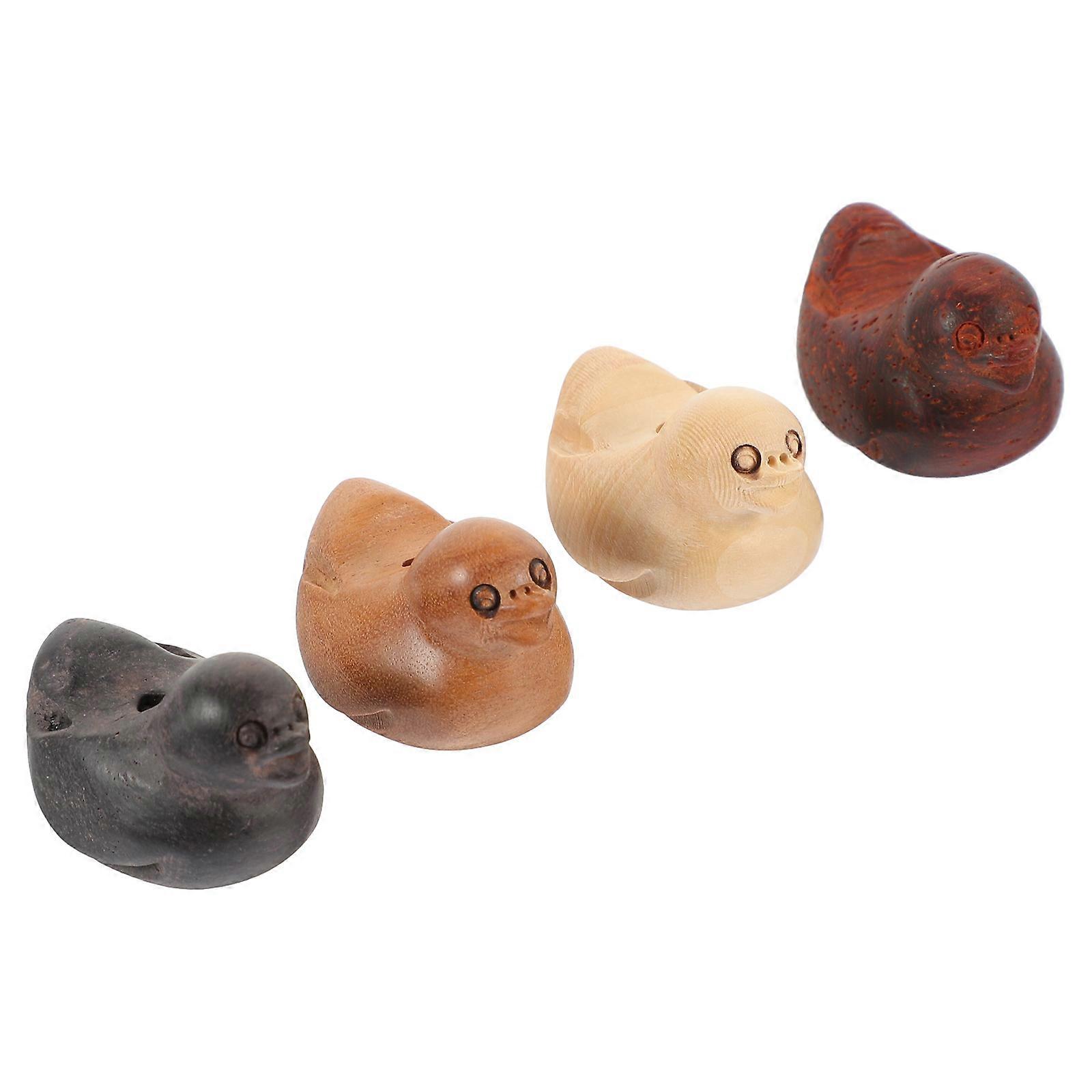 4pcs Mini Wooden Duck Figurines for Crafting DIY Hanging Ornaments – Lightweight Wood Charms with Pre Drilled Holes for Bracelets, Keychains, Wind
