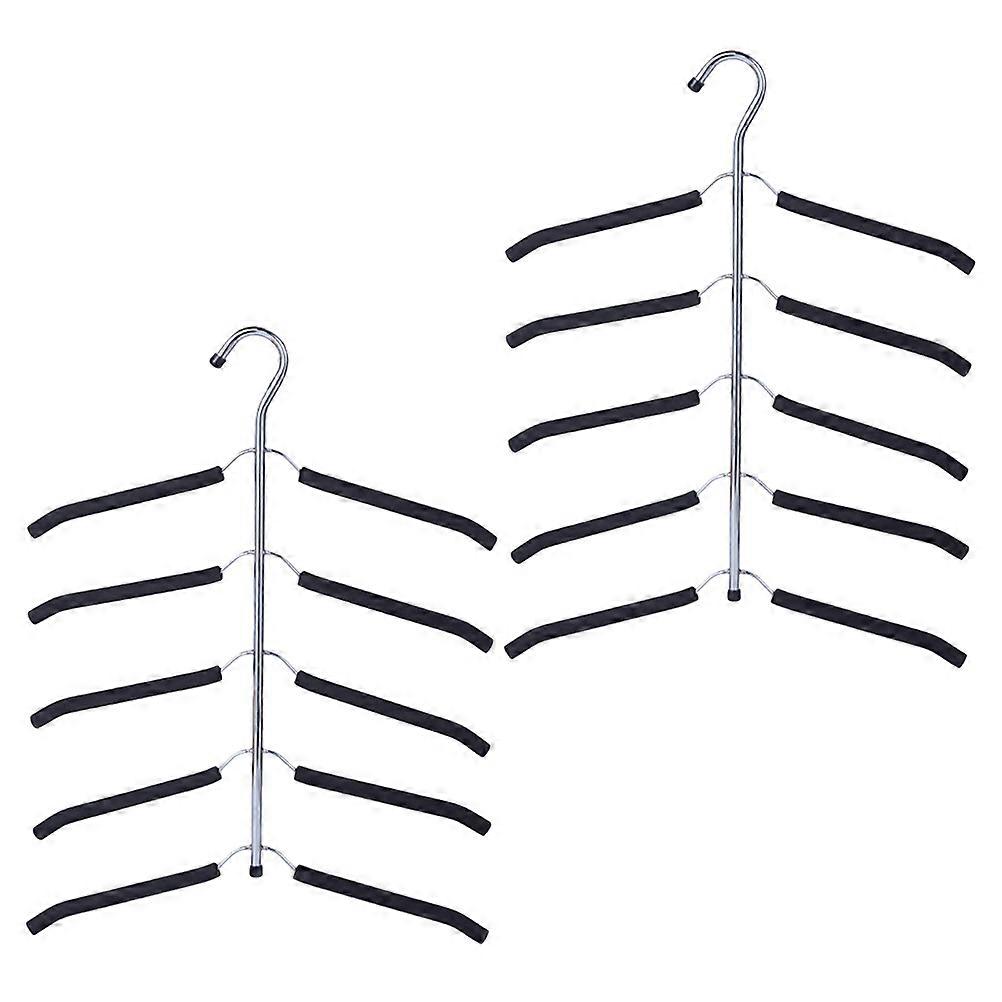 Hangers for Clothes 2Pcs Space Saving Design Perfect for Closet Organization Black Foam and Chrome Material