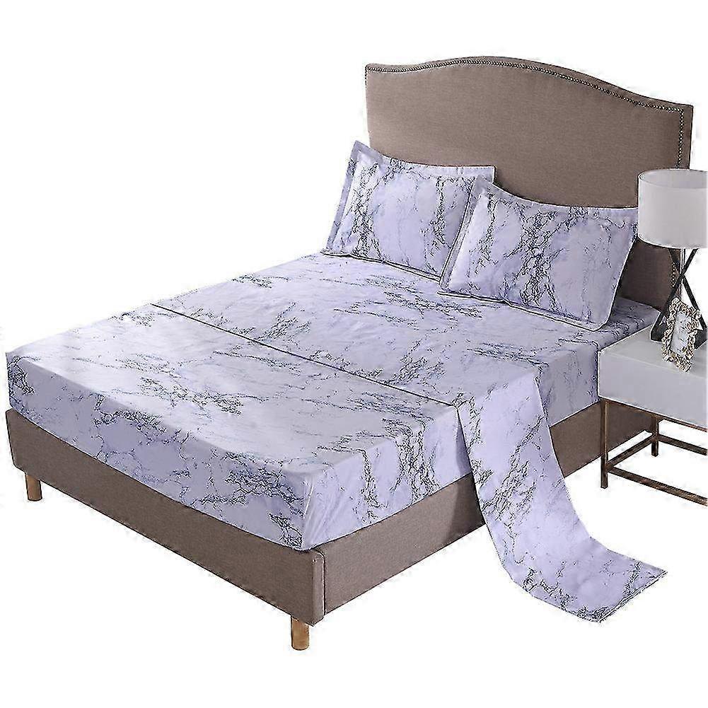 Stone Pattern Bed Mattress Fabric Sheet Set of Four - 10-38cm Twin Size Bedding for Students - Cozy & Durable Bed Linen