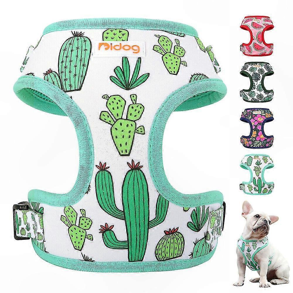 Adjustable Mesh Padded Dog Harness with Cute Print for Small Medium Pets