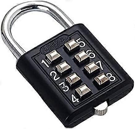 Combination Lock Code Padlock 8Digit Password, Zinc Alloy Luggage Lock for Suitcases, Black