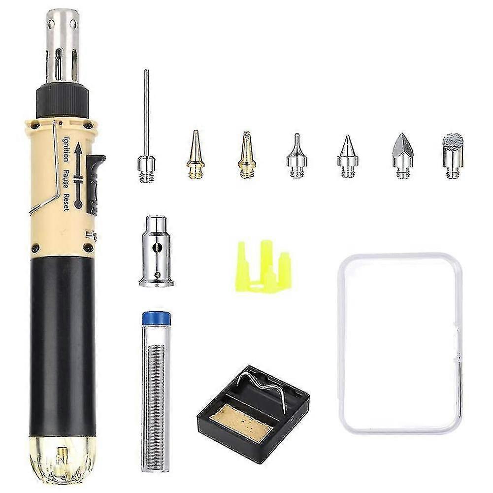 Kit saldatore a gas butano 12 in 1, design a penna con accessori completi, diverse temperature disponibili