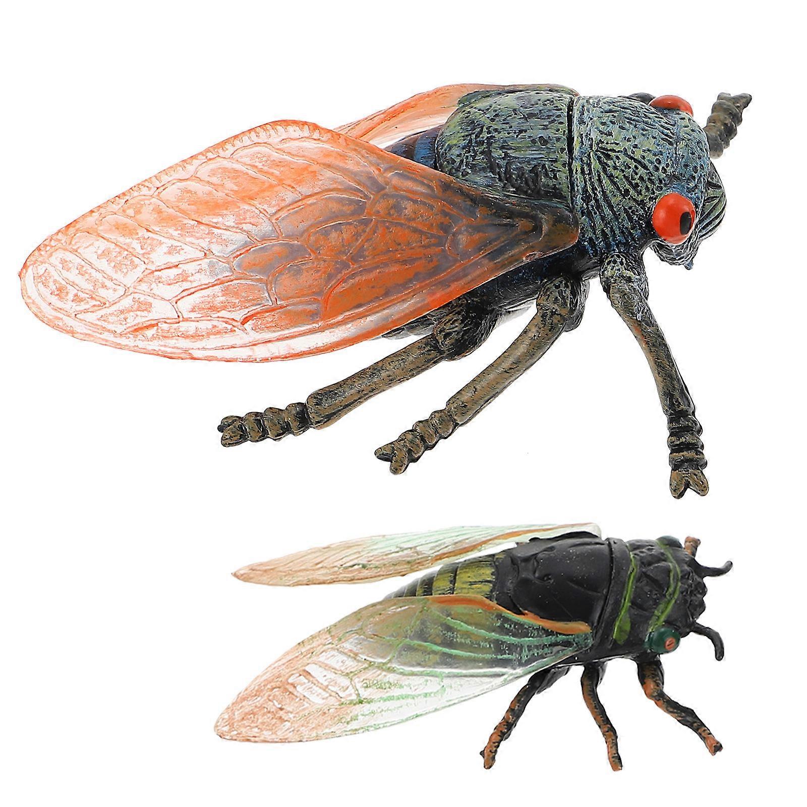 2pcs Realistic Cicada Insect Models for Vivid Simulation, Educational Learning & Party Decoration Use