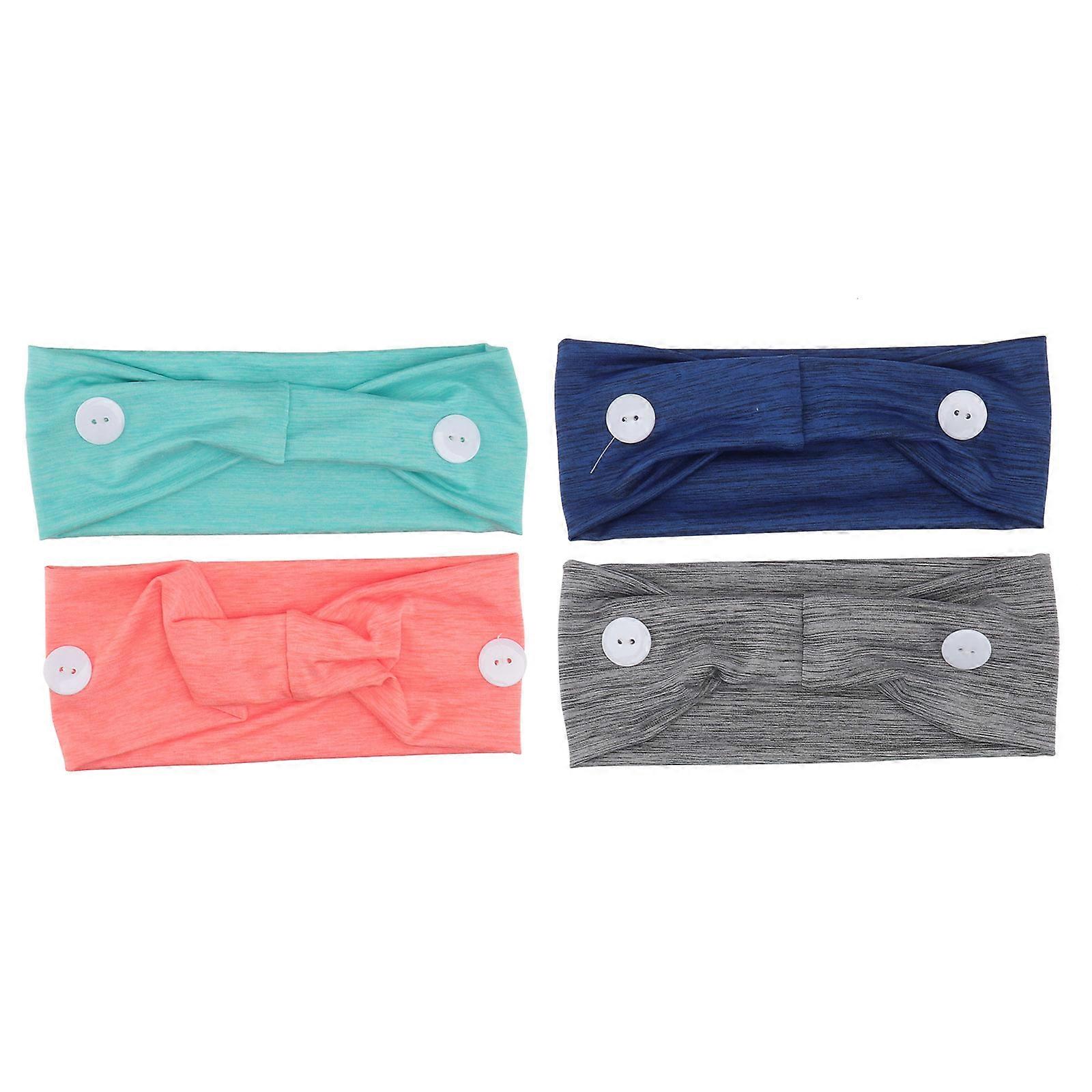 Assorted Color Women Cloth headband with Buttons for Everyday Decoration and Style 4Pcs